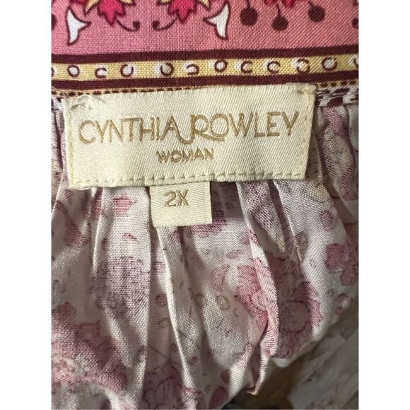 Cynthia Rowley Woman Pink Floral Gypsy V-Neck Tunic 2X - Picture 9 of 9